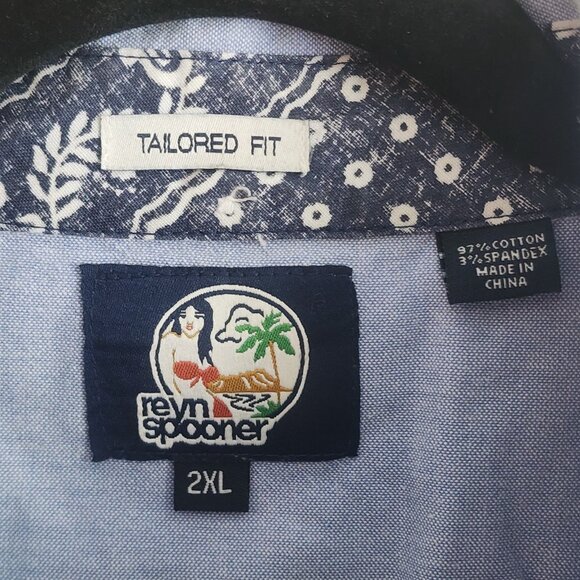 Reyn Spooner Mens Button Down Shirt Tailored Fit Short Sleeve Blue Size 2XL - Picture 7 of 11